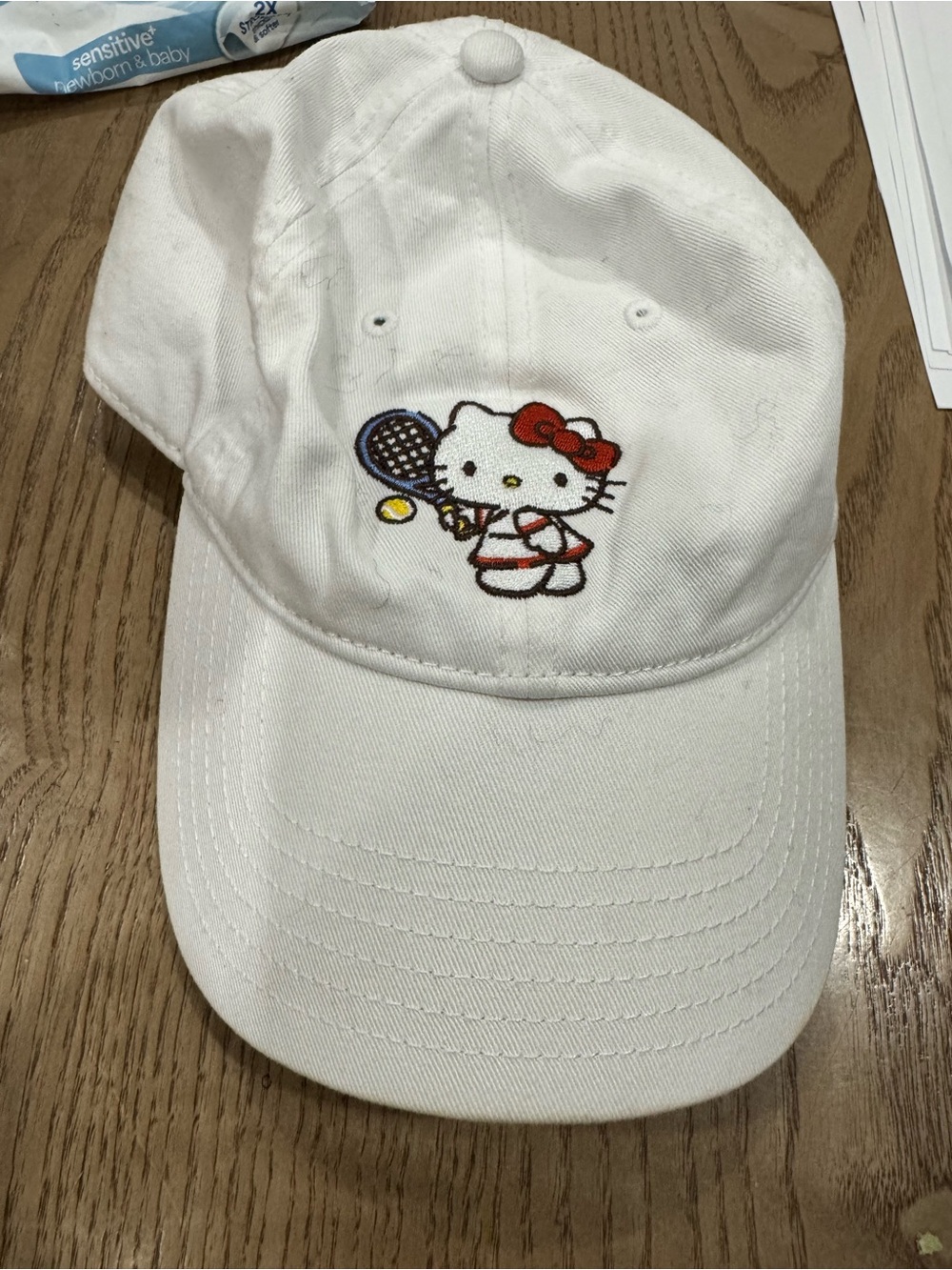 Hello Kitty Tennis Embroidered White Baseball Cap